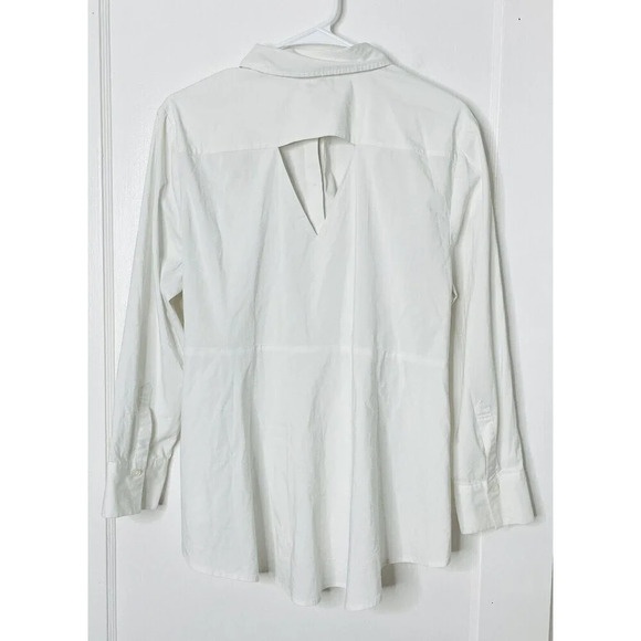 Chicos Button Up Shirt Womens Sz 3 Cut-Out White Minimalist Business Casual - Picture 3 of 12